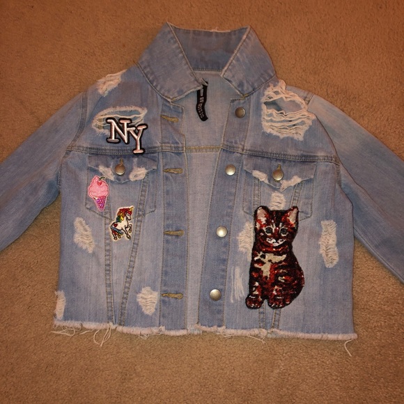 Jackets & Blazers - A WOMENS RIPPED JEAN JACKET WITH PATCHES😊